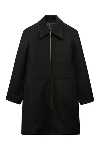 Manteau droit fermeture Éclair - Noir