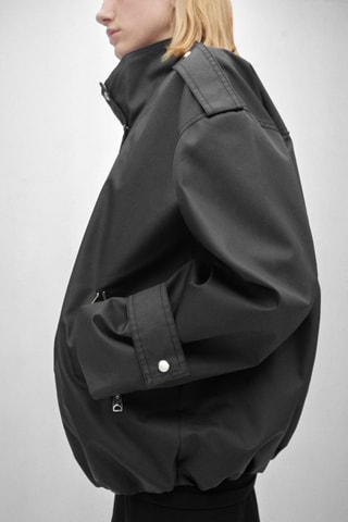 Parka boutonnée oversize - Noir