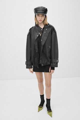 Parka boutonnée oversize - Noir