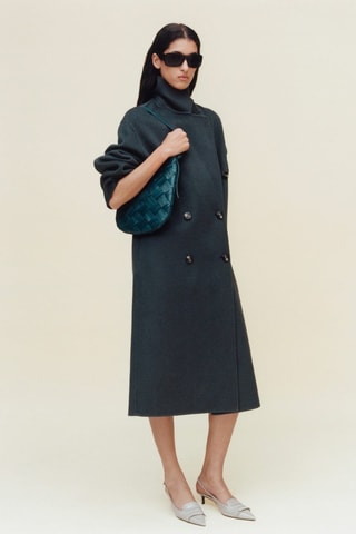 Manteau laine fait main oversize - Bleu pétrole