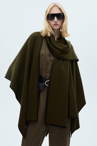 Cape maille liseré contrastant - Kaki
