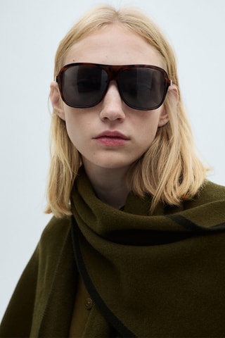 Cape maille liseré contrastant - Kaki