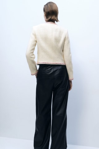 Veste tweed liserés contrastants - Ecru