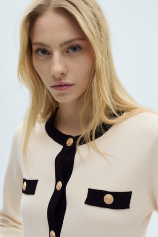 Veste en maille boutons bijoux - Ecru