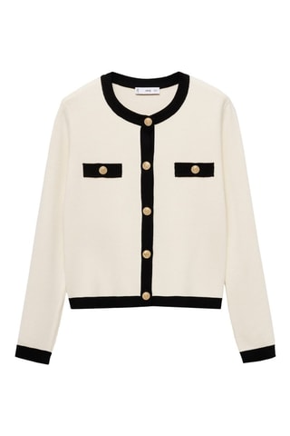 Veste en maille boutons bijoux - Ecru