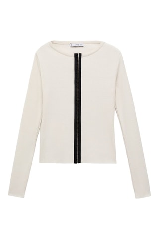 Cardigan coton fermeture contrastante - Ecru