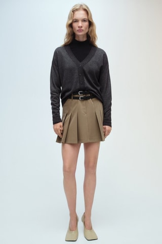 Cardigan maille col V - Gris foncé chiné