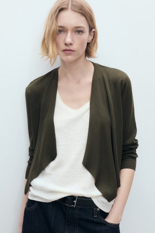 Cardigan crop maille - Vert foncé