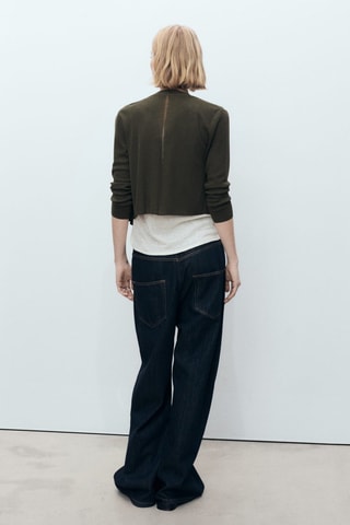 Cardigan crop maille - Vert foncé