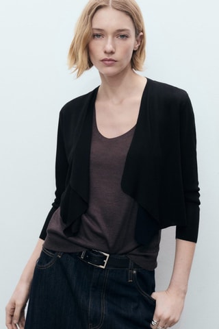 Cardigan crop maille - Noir