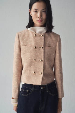 Veste tweed double boutonnage - Marron