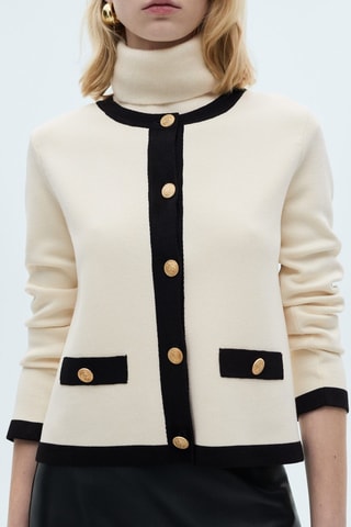 Cardigan bords contrastants - Ecru
