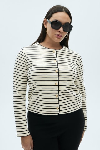 Cardigan maille rayures - Ecru