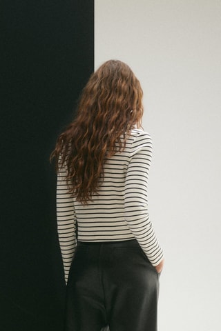 Cardigan maille rayures - Ecru