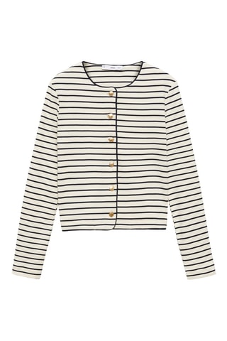 Cardigan maille rayures - Ecru