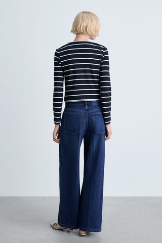 Cardigan maille rayures - Bleu marine