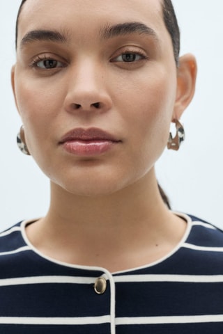 Cardigan maille rayures - Bleu marine