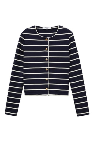 Cardigan maille rayures - Bleu marine