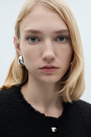 Veste tweed boutons bijoux - Noir