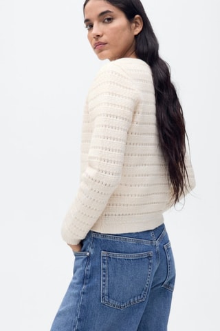 Veste maille détails ajourés - Ecru