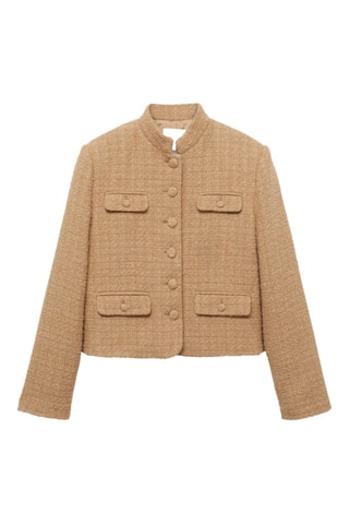 Veste tweed col officier - Marron