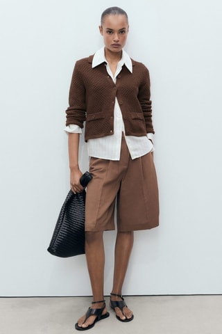 Veste maille col polo - Marron