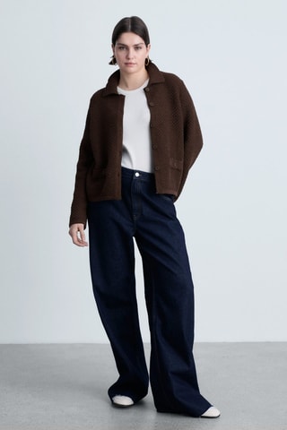 Veste maille col polo - Marron