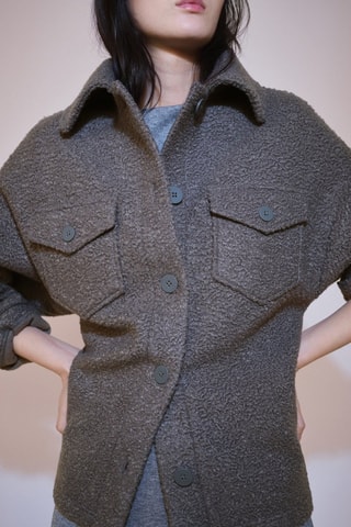 Veste tissu bouclette poches - Gris