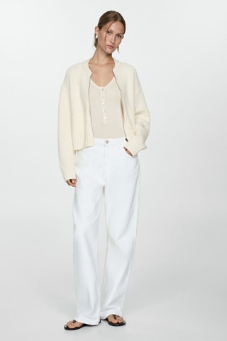 Veste maille fermeture Éclair - Écru