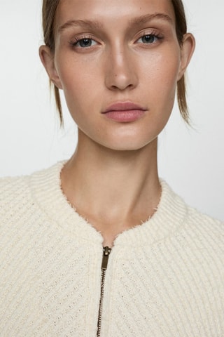 Veste maille fermeture Éclair - Écru