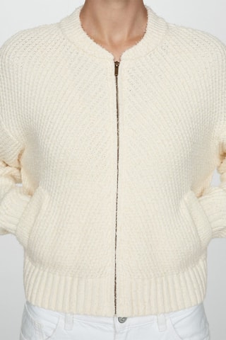 Veste maille fermeture Éclair - Écru
