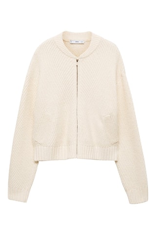 Veste maille fermeture Éclair - Écru