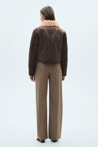 Veste effet daim col imitation mouton retourné - Gris