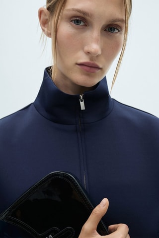 Veste bomber crop - Bleu marine