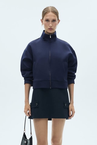 Veste bomber crop - Bleu marine