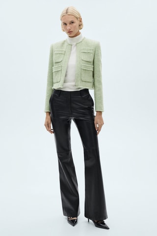 Veste tweed zippée - Vert pastel