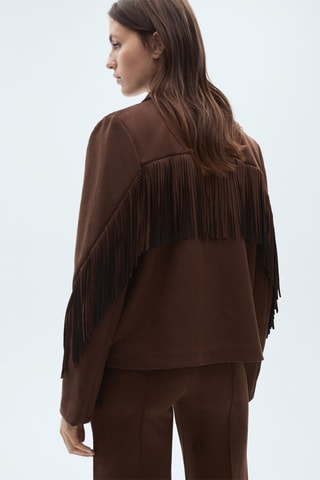 Veste franges similicuir - Marron