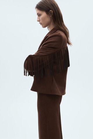 Veste franges similicuir - Marron