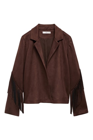 Veste franges similicuir - Marron
