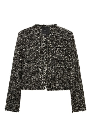 Veste tweed bords effilochés - Noir