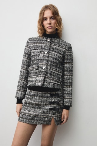 Veste tweed boutons métalliques - Noir