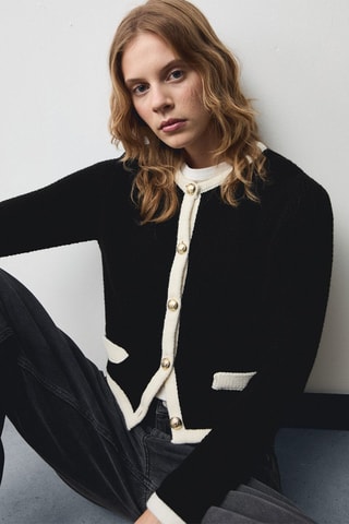 Veste maille boutons - Noir