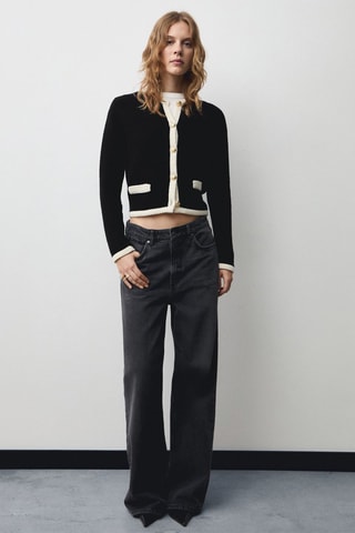 Veste maille boutons - Noir