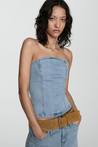 Top en jean bustier - Bleu
