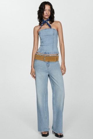 Top en jean bustier - Bleu