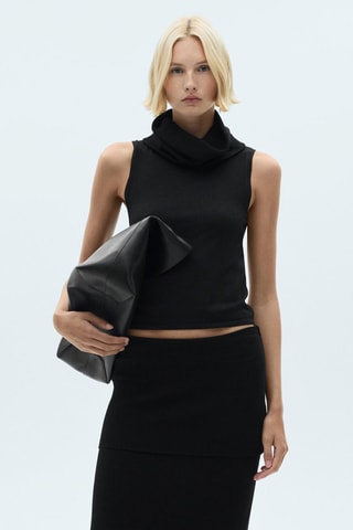 Top maille col roulé - Noir