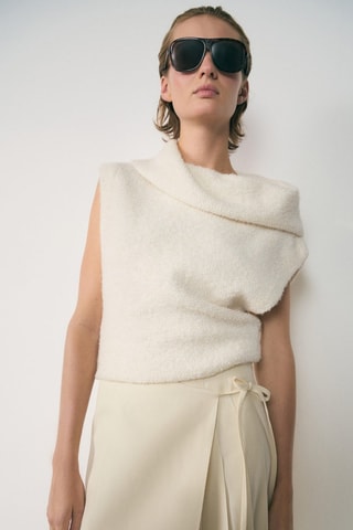 Top maille col roulé - Blanc