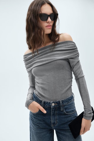 Top Lurex épaules dénudées - Argenté