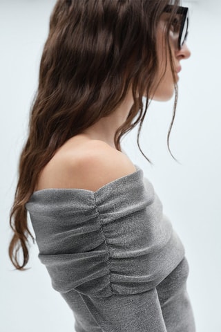 Top Lurex épaules dénudées - Argenté