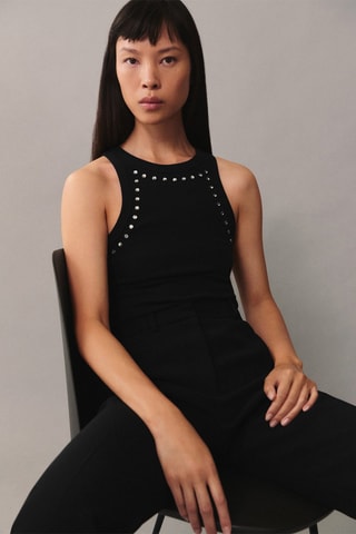 Crop top cristaux - Noir